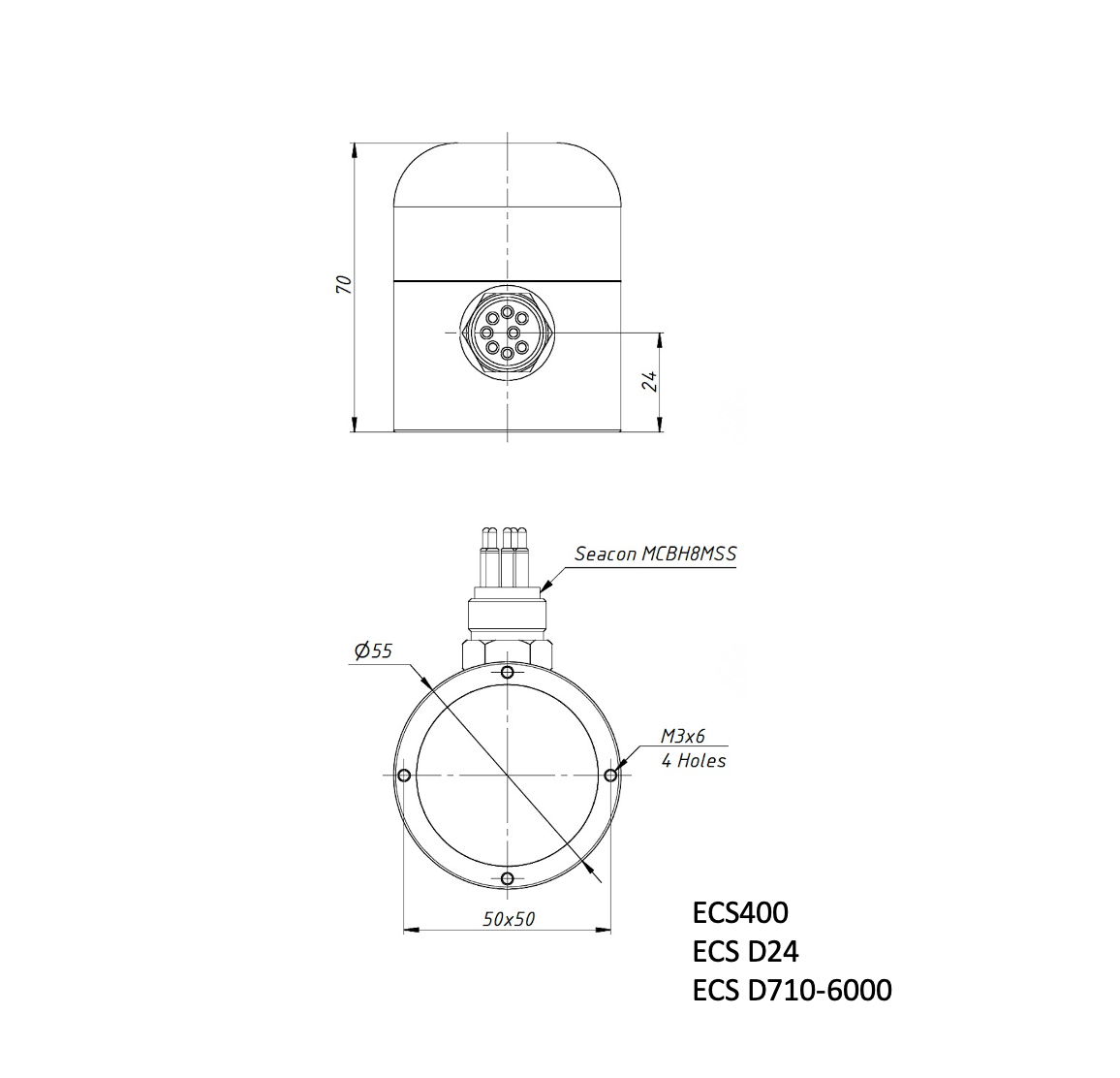 Dimensions Dual Freq. Echosounder ECS D24